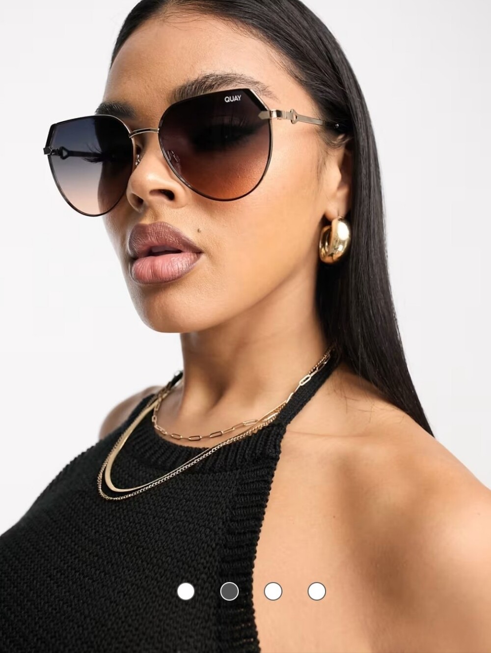 Quay Australia Main Character Gold Sunglasses with Gradient Lenses New